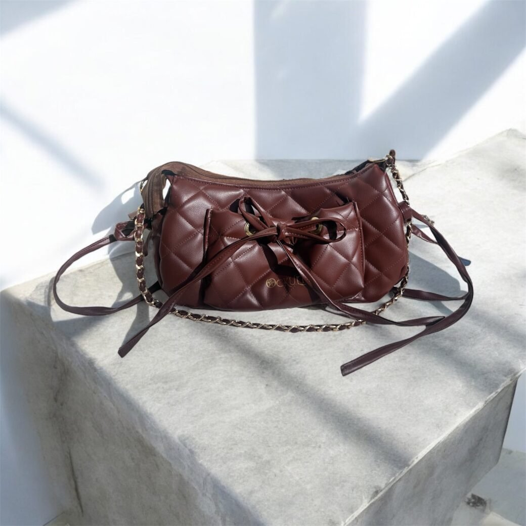 Brown Quilted Small Shoulder Bag - Image 3